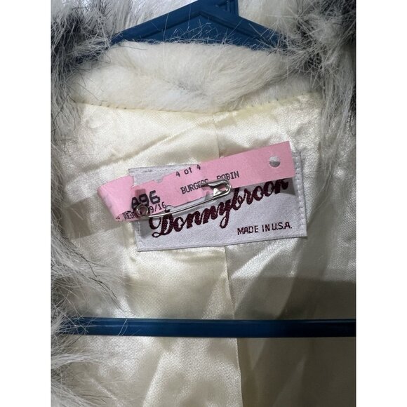 Vintage Donnybrook Faux Fur Long Coat White Gray Striped Plush Elegant Size 12 - Picture 2 of 10